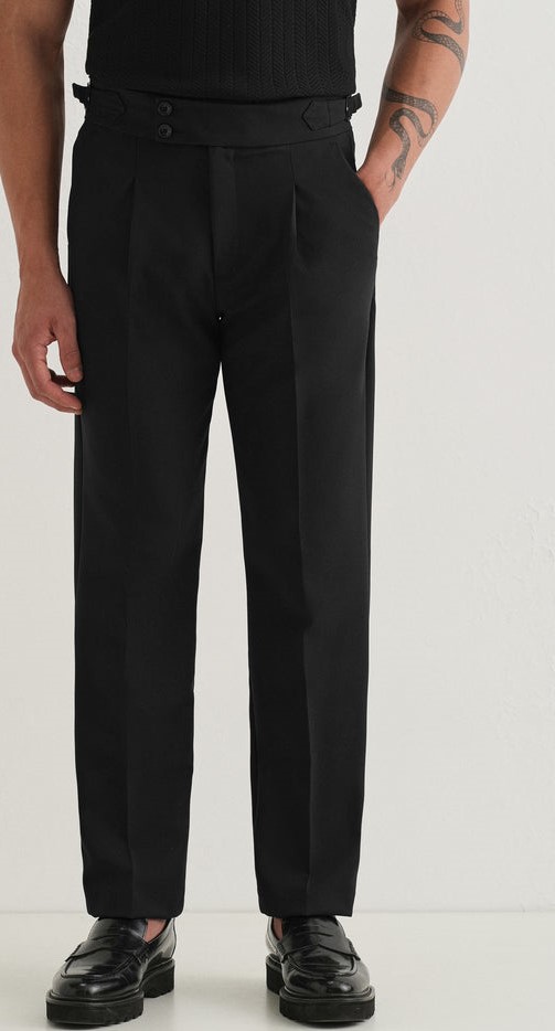 DeepBlackPleatedGurkhaPant